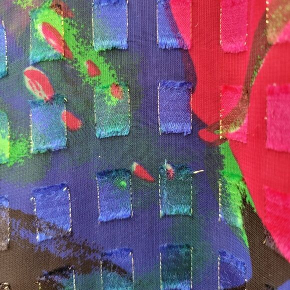 Teddi womens plus size 2x vintage 80's floral poppy bright neon black geometric - Picture 4 of 7